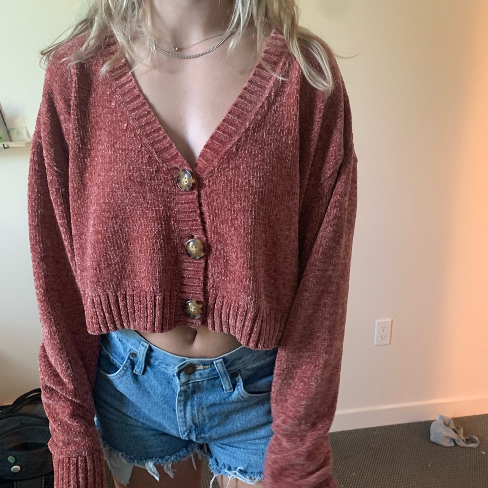 Urban Outfitters Red Sweater Button up Size XL